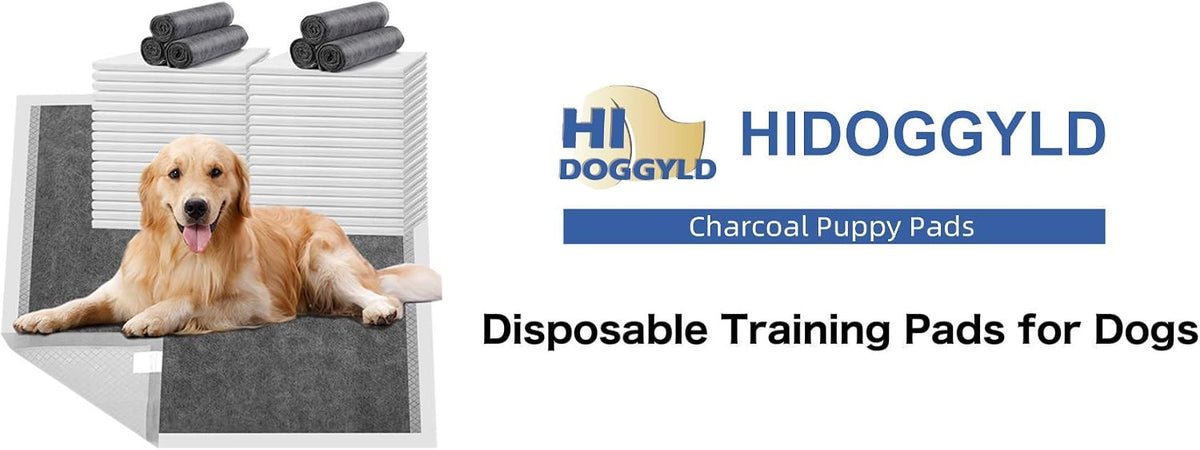 Charcoal Puppy Pads with Adhesive Tape, Dog Pee Pads Extra Large 28" x 34" - 30 Count, Potty Pads for Dogs for Odor-Control & Leakproof, Disposable Pet Pads for Puppies, Dogs & Cats, Black