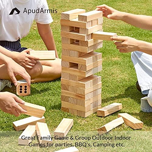 ApudArmis 54 Pcs Tumble Tower, Pine Wooden Stacking Game Up to 3.2Ft