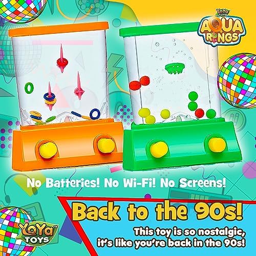 YoYa Toys Aqua Rings Handheld Water Game - Set of 2 - Water Ring Toss and Basketball Hoop Toy - Gift for Ages 3 4 5 6 7 8 9 - Nostalgic 80's 90's Retro Mini Games - Fun Car Road Trip Travel Activities