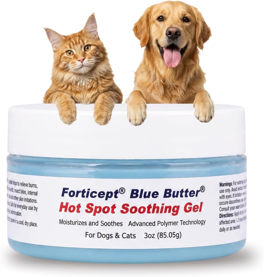 Forticept Blue Butter – Hot Spot Treatment for Dogs Cats | Dog Cat Wound Care | Skin Yeast Infections, Ringworm, Cuts, Rashes, First Aid Veterinary Strength Anti Itch Cream 4oz