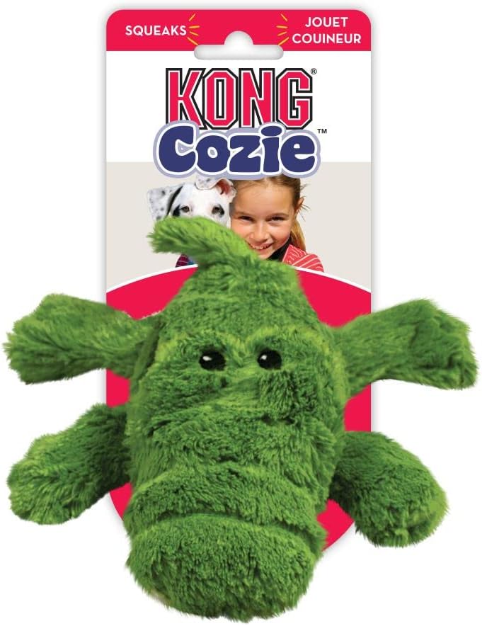 Kong Cozie Ali Alligator Plush Dog Toy, for Medium Dogs | Soft Indoor Cuddle Plush Toy with a Squeaker & Minimal Stuffing, Great for Snuggling & Gentle Indoor Play