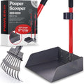 Pawler Pooper Scooper for Dogs with Long Handle Rake & Tray, Heavy Duty | Pawler Rustproof Aluminum Poop Scooper Set with 36+" Handles for Yard, Grass, Dirt & Gravel