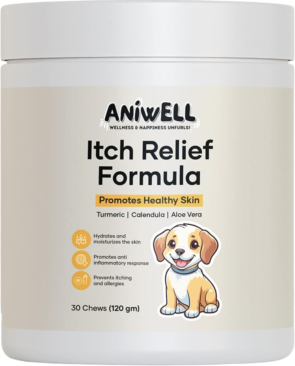 Itch Relief Chews for Dogs – Anti Itch Dog Allergy Relief | Borage Oil, Omega 3, Vitamin E | Dog Itching Skin Relief, Hot Spot Treatment, Seasonal Allergy Supplement | Soft Chews