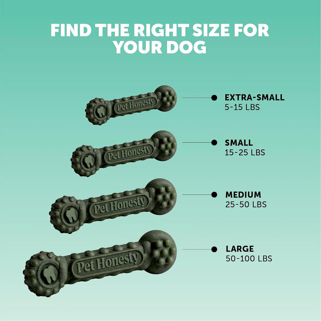 Pet Honesty Brush Buddies Vet Backed Dog Dental Chews, 15 Count | Award winning dog teeth cleaning chews for dogs 25-50 lbs, last 2x longer, no cellulose fillers, reduce plaque & tartar