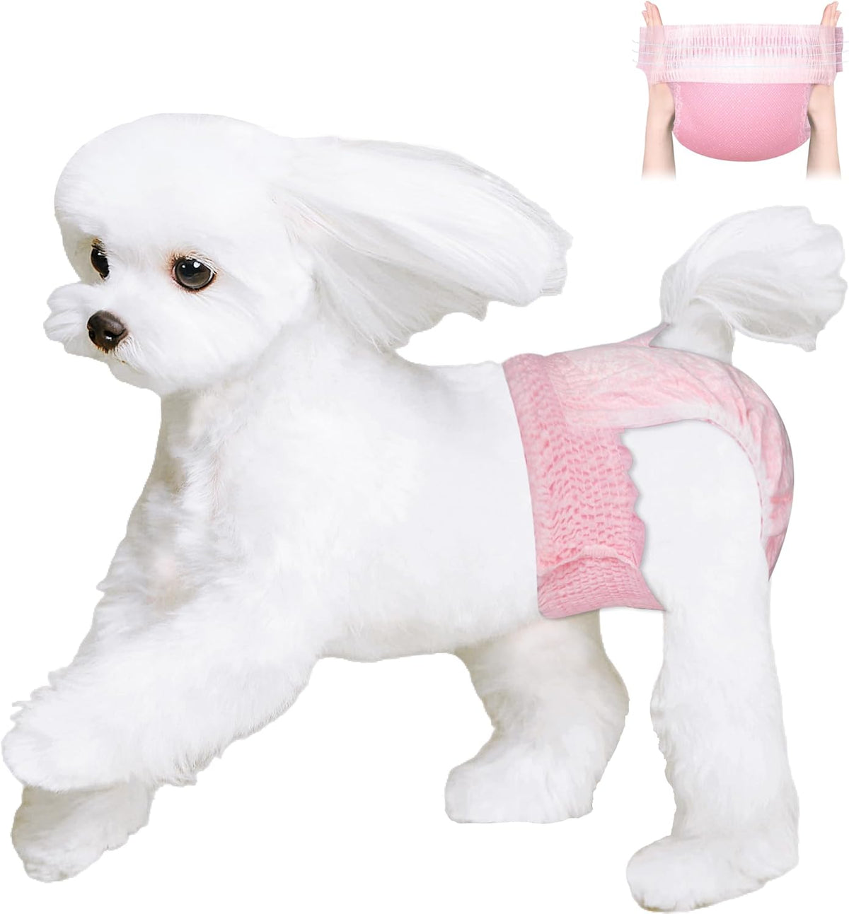 Ambreview Disposable Dog Diapers Female, Just Pull It Up, M 10 PCS | Doggie Diapers for Female Dogs • Strong Absorbency • Leak-Proof Protection • Ideal for Dogs in Heat, Senior & Disabled Dogs