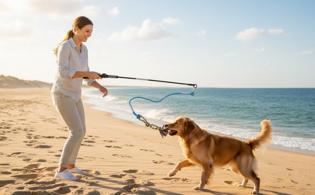 Flirt Pole for Dogs Interactive Chase Toy for Large Medium Small Puppy Dogs | For Chase and Tug of War, Dog Teaser Wand with Lure, Chewing Toy, for Outdoor Exercise & Training,Easy to Use,Carry, Sturdy