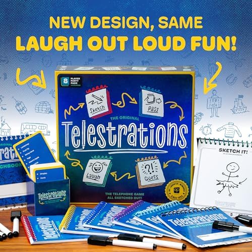 Telestrations 8 Player 2nd Edition Board Game, Award Winning Hilarious and Unpredictable Must Have Party Game with a New Look, Sketch What Your Read Then Guess What You Saw, 4-8 Players, Ages 10+
