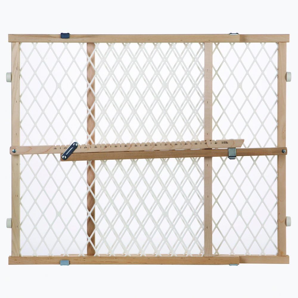 Toddleroo by North States - Diamond Mesh Wooden Baby Gate: Pressure Mounted Baby Gate for Doorways - Adjustable 26.5 to 42 Inches Wide - 23 Inches Tall