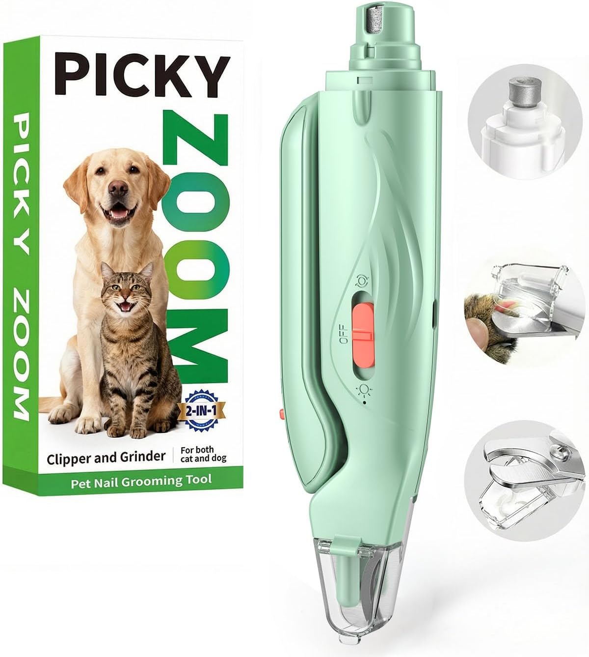 2-in-1 Dog & Cat Nail Clippers and Grinder with LED Light