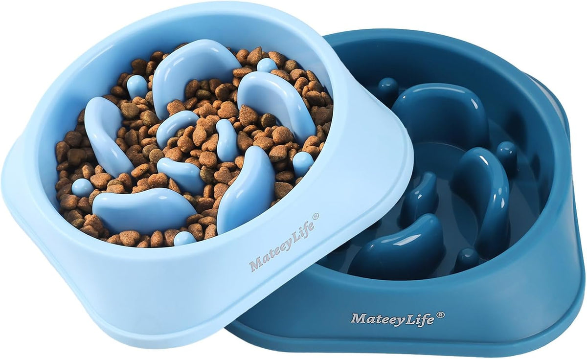 MateeyLife 2-Pack Slow Feeder Dog Bowls, 2 Cups, Dog Puzzle Feeder Bowl | Food-contact safe, dishwasher safe, non-slip base, maze design, for fast eaters, for dogs and cats, daily mealtimes
