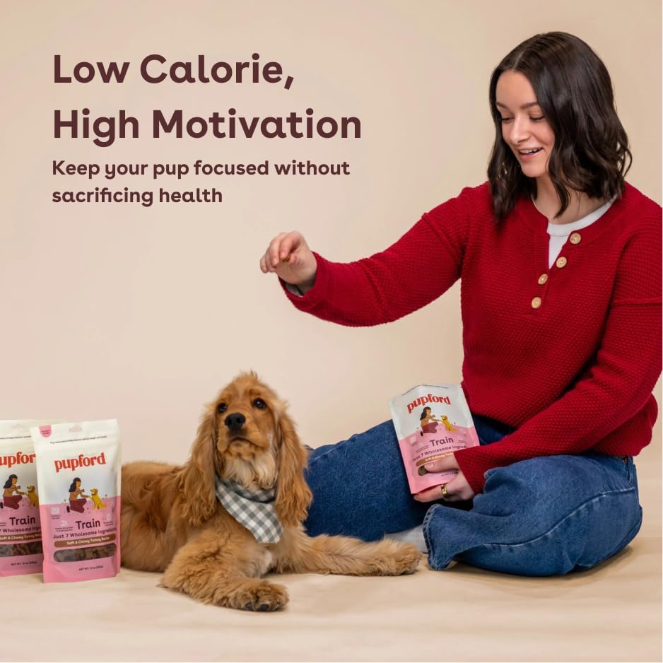 Pupford Soft & Chewy Training Treats for Dogs & Puppies (Turkey, 5 oz) | 250+ treats per bag, <2 kcals each, Only 7 ingredients, All breed sizes, Mess free and bite sized, Trainer recommended