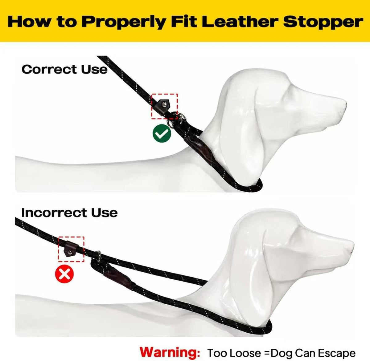 Fida Durable Slip Lead Dog Leash, 6 FT x 1/2" Dog Training Leash, Black | For Large Medium Dogs, Comfortable Heavy Duty Rope Slip Leash, Highly Reflective for Night Safety, No Pull Pet Loop Leash