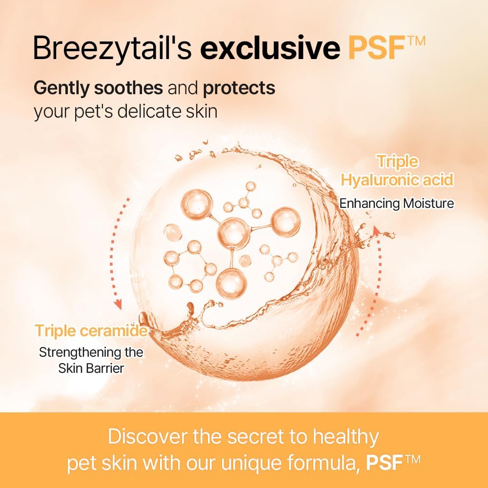 Breezytail PetO’Cera All-in-One Cat Shampoo and Conditioner | Hypoallergenic Cat Skin & Coat Care | Itch Relief, Moisturizing & Rejuvenating | Veterinarian Approved and Formulated (10.1oz, 300ml)
