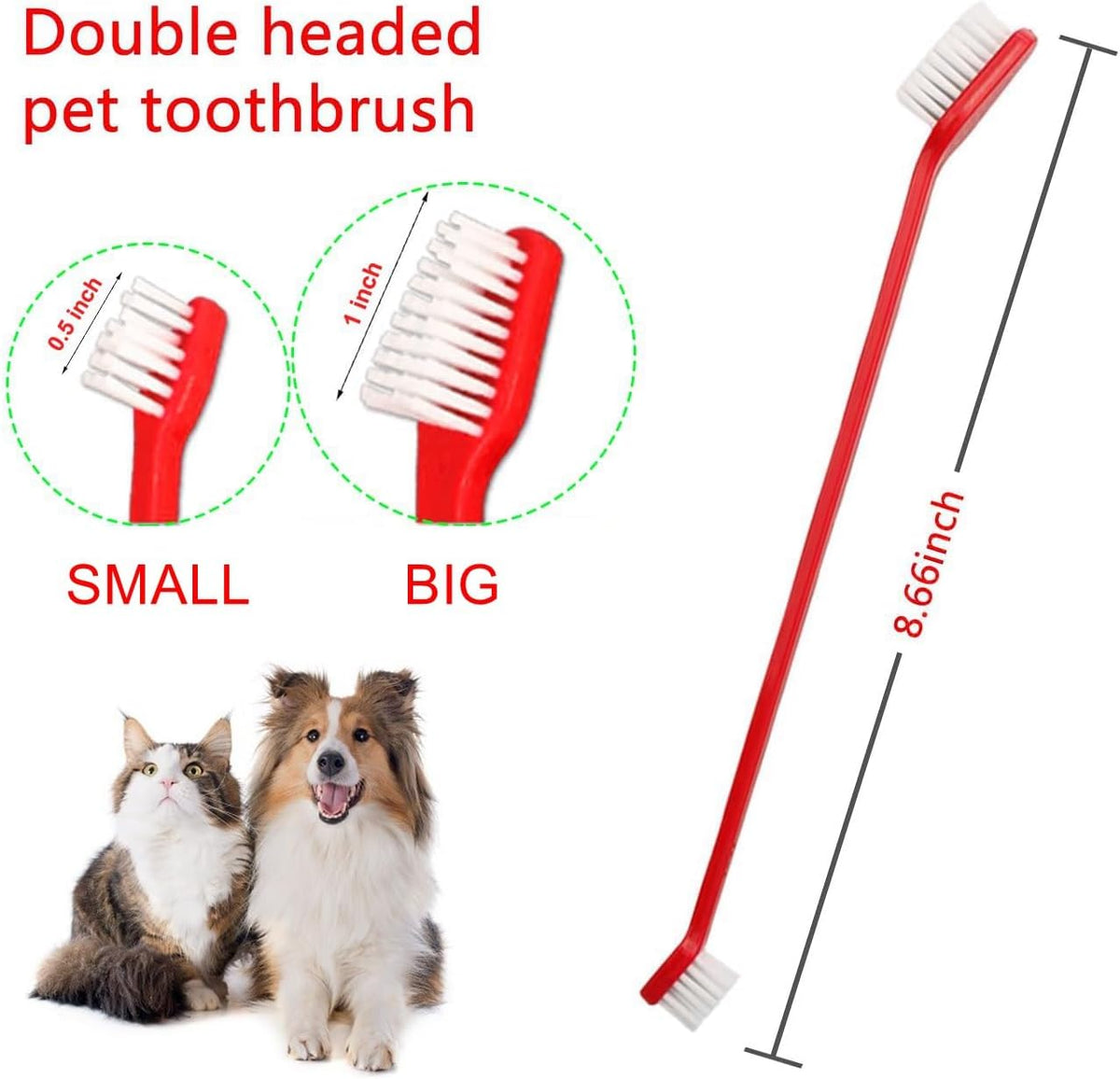 Dog Toothbrush Set of 8 – Dual Headed Dental Hygiene Brushes for Small to Large Dogs, Easy Teeth Cleaning & Dental Care,Dog Tooth Brushes for Small to Large Dogs, Cats, and Most Pets