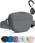 heouvo 1.67 Cup Magnetic Dog Treat Pouch with Training Clicker (Black) | Magnetic Closure, Silicone Bag with Waist Belt for Pet Training & Walking, Easy One-hand Treat Access