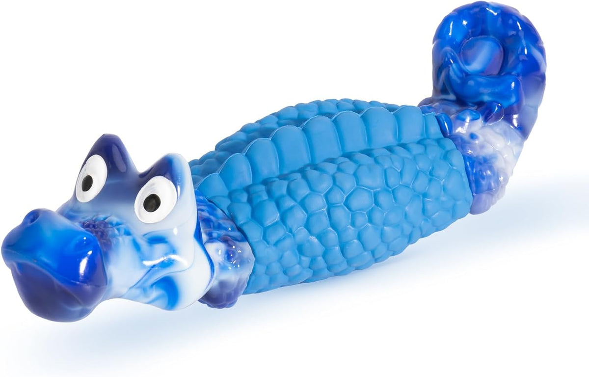 HGB Tough Dog Toys for Aggressive Chewers, Squeaky Indestructible Chew Toy | Alligator Dog Toy for Medium & Large Dogs, Hard Nylon & Natural Rubber, Teeth Cleaning Texture, Bacon Flavor, Keeps Dogs Busy