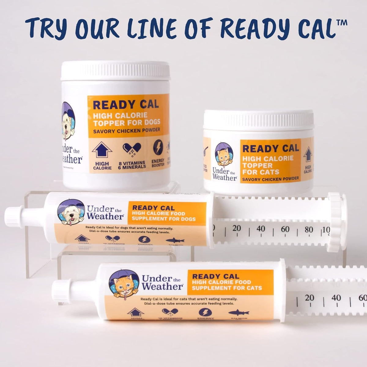 Under the Weather Ready Cal Powder for Cats | High-Calorie Weight Gainer & Appetite Stimulant | Cat Energy Booster Veterinarian-Approved Pet Supplement with Vitamins & Minerals | Chicken Flavor