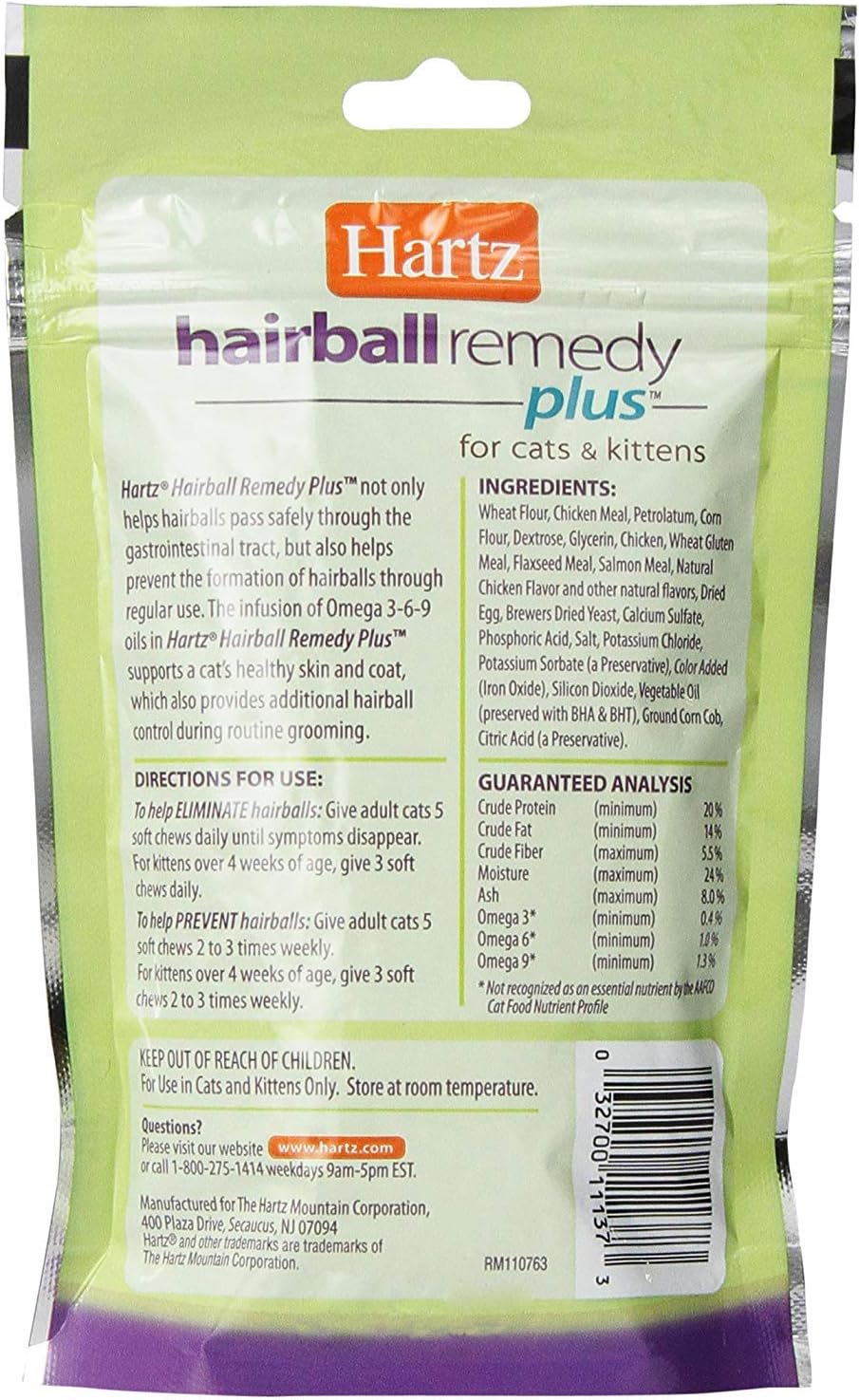 Hartz Hairball Remedy Plus Chicken Flavored Soft Chews for Cats and Kittens