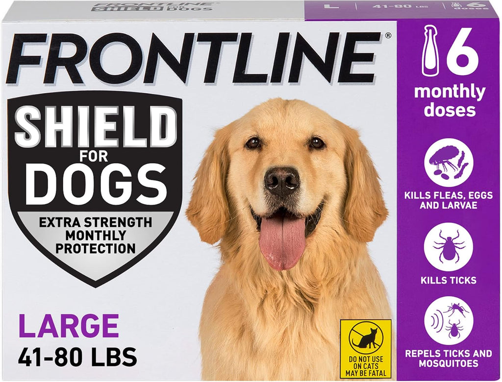 FRONTLINE Shield Flea & Tick Treatment for Large Dogs 41-80 lbs. Count of 3 | Kills fleas, ticks & chewing lice, repels mosquitoes, waterproof 24 hr, monthly application