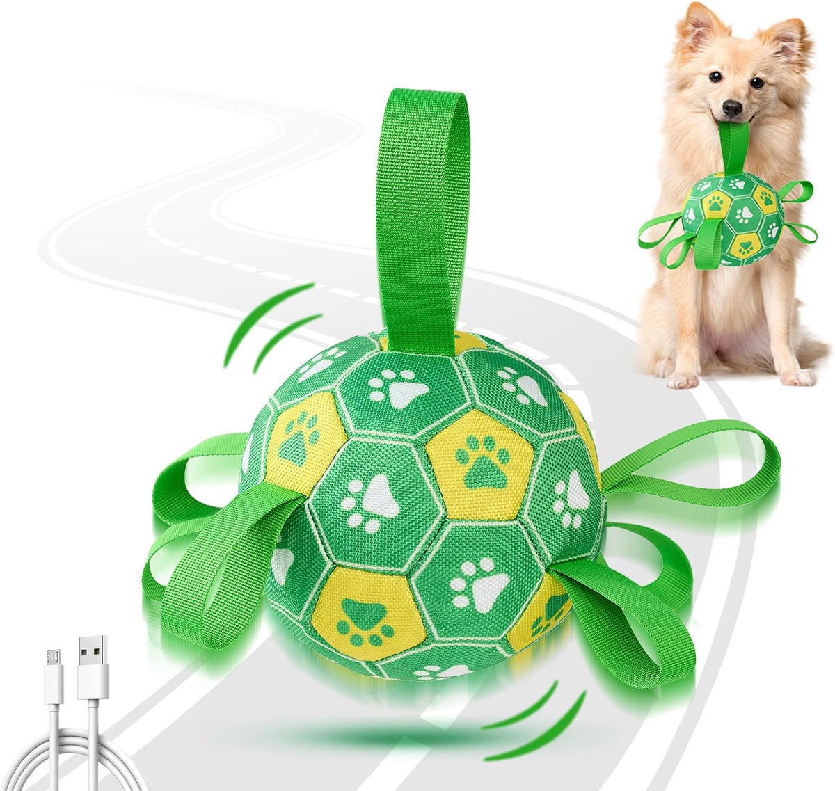 Interactive Dog Toys Dog Soccer Ball to Keep Them Busy(Blue) | Durable Automatic Moving Jumping Dog Balls with Straps for Small/Medium/Large Dogs,Rechargeable,Not for Aggressive Chewers