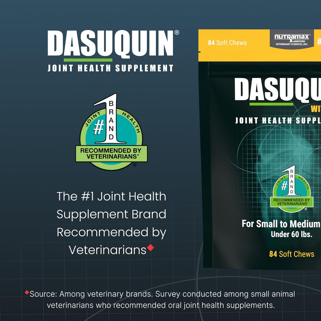 Nutramax Dasuquin MSM Joint Supplement, Small/Med Dogs, Soft Chews, 84ct | Glucosamine and Chondroitin, ASU & MSM, Dog Joint Support, For Dogs under 60 lbs, Vet-Recommended, Soft Chews