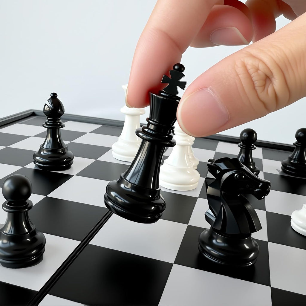 Travel Chess Set, 10 inch Magnetic Chess Board with 2 Extra Queen Portable Folding Board Chess Games for Kids, Adults
