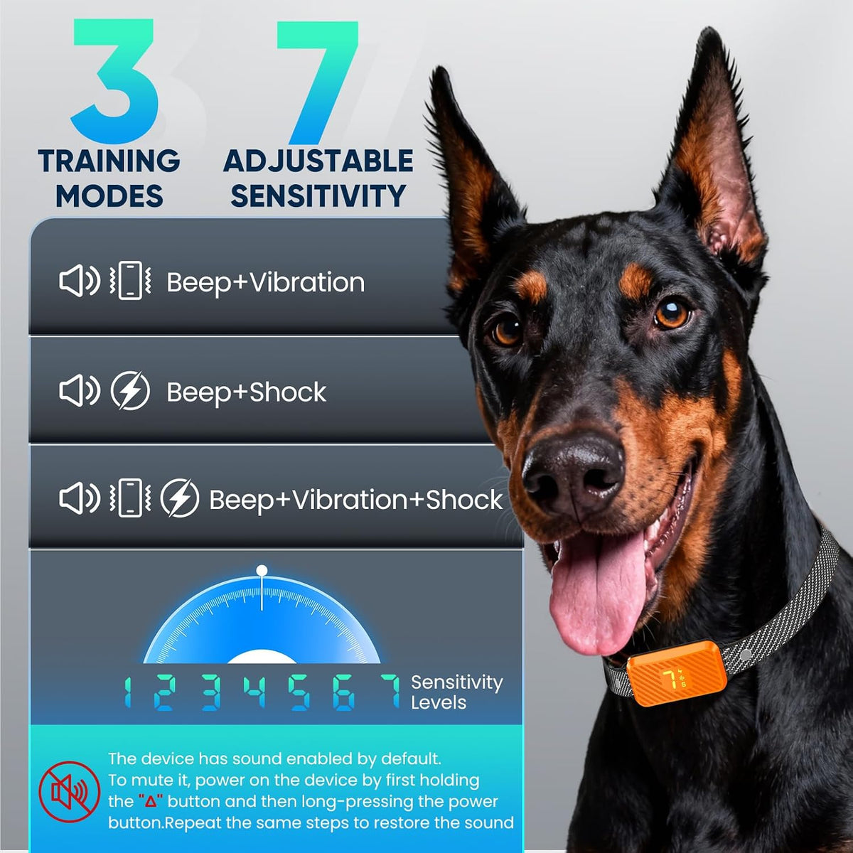 Dog Bark Collar for Large Medium Small Dogs, Effective No-Bark Collar, Smart Barking Collar, 2026 Upgraded Bark Collar with 7 Sensitivity, 3 Modes,Carrot Orange