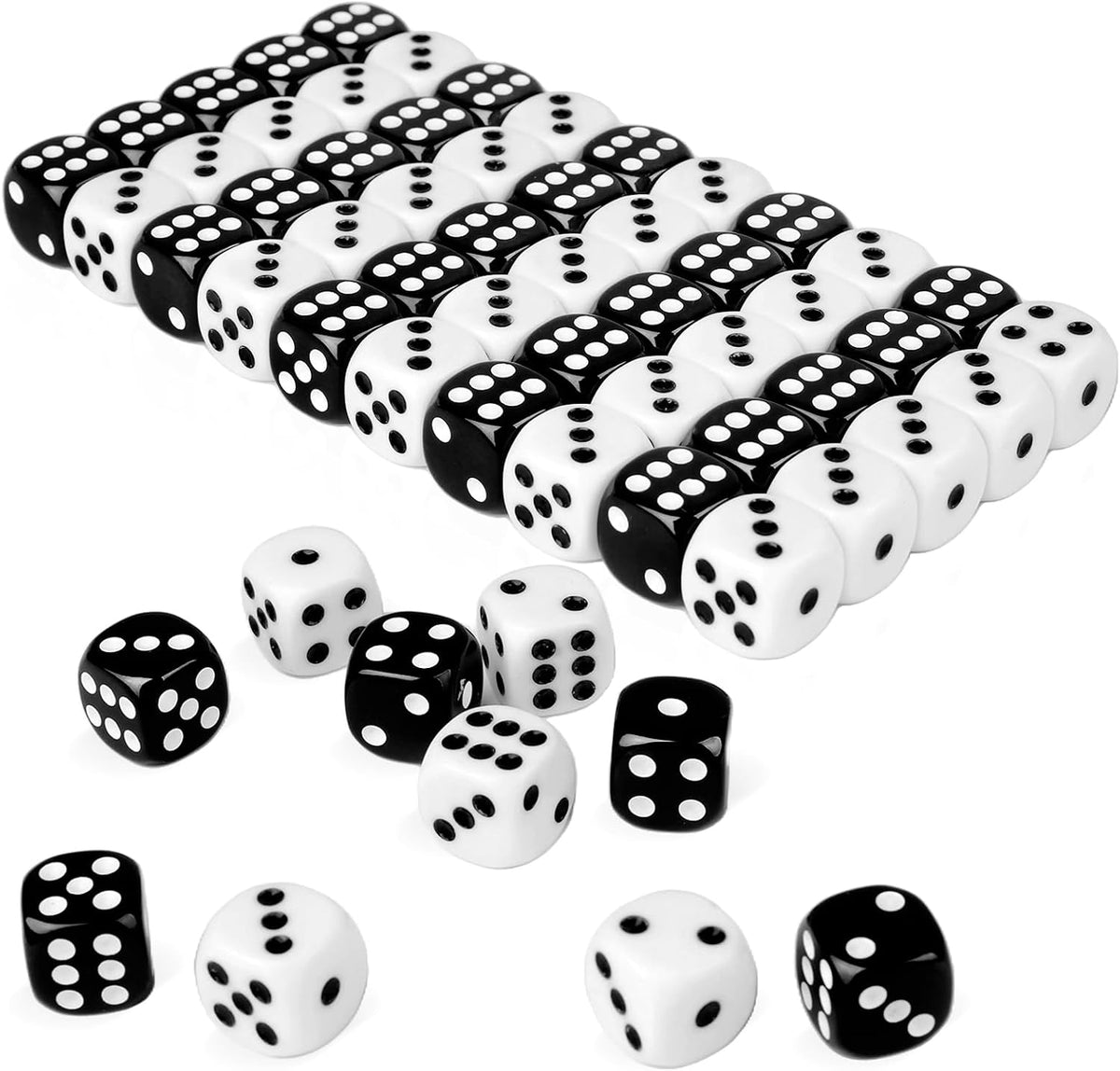 16MM Standard 6 Sided Dice Set, 50 Pieces Colorful Dice for Board Games, Classroom Math Bulk Game Dice, Make Entertainment More Exciting