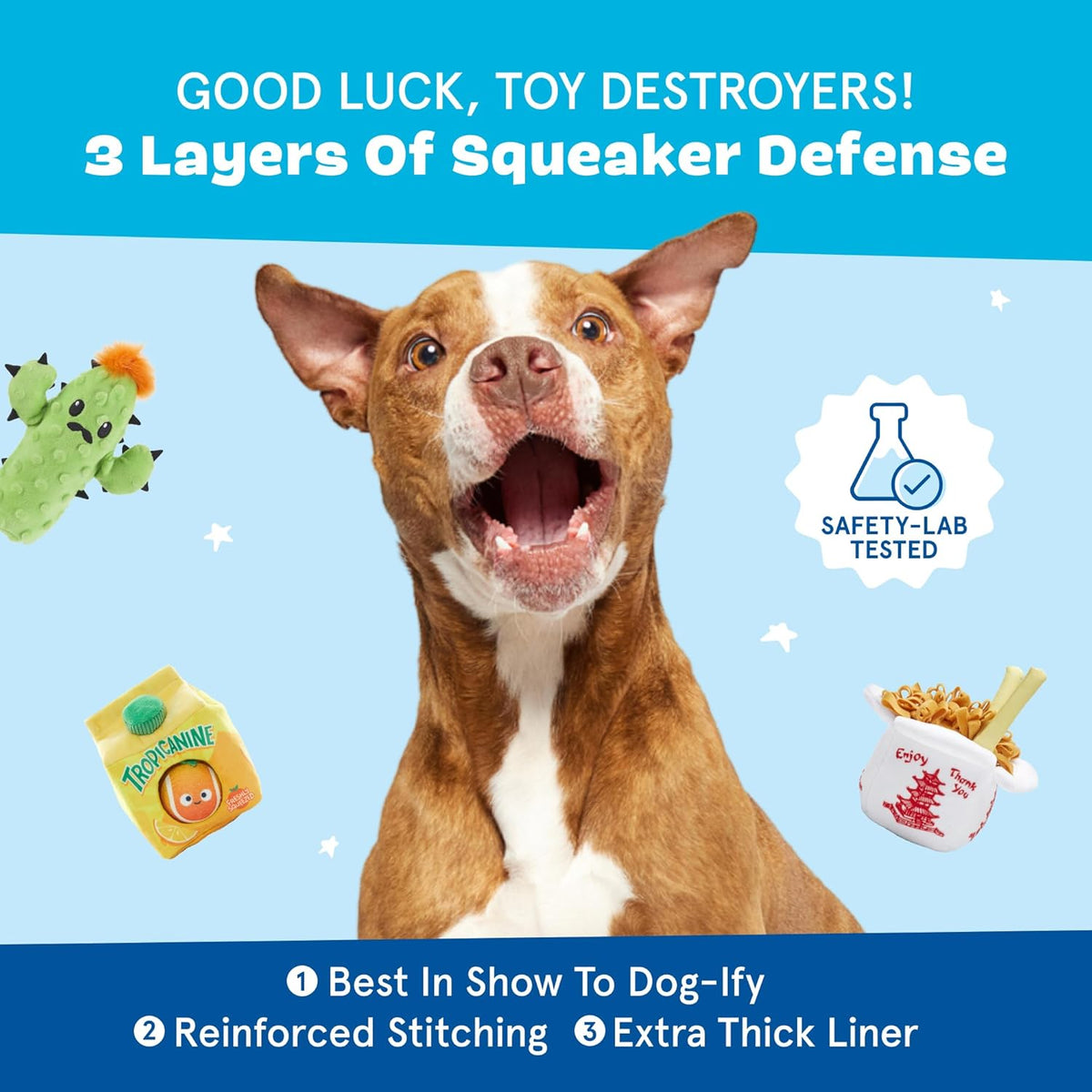 BarkBox Consuela the Cactus 2-in-1 Interactive Plush Dog Toy | Squeaky Dog Chew Toy with Crinkle Layers - For Large Dogs and Puppies