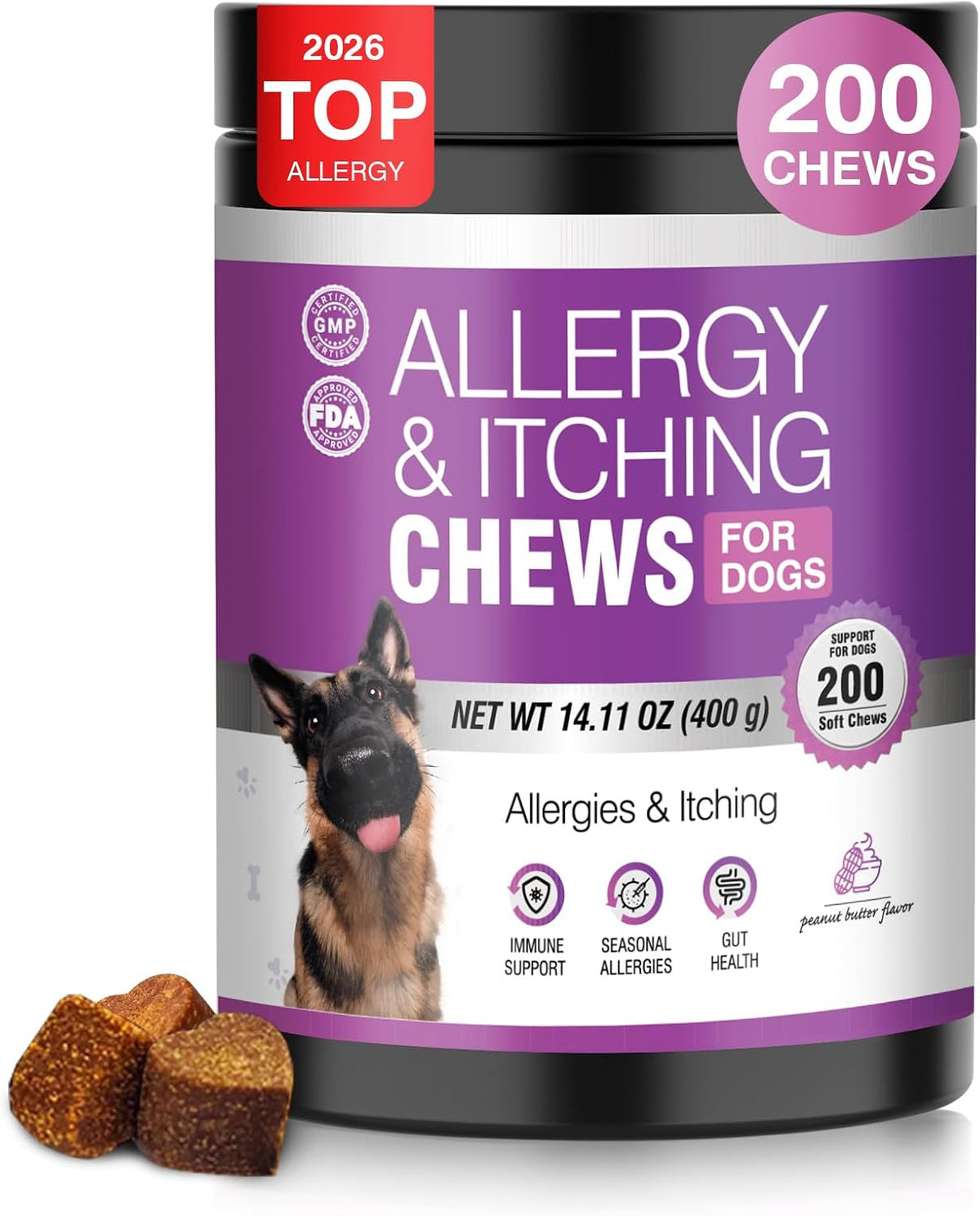 Dog Allergy Chews 200ct - Aller Immune Relief for Itchy Skin,Chicken Flavor