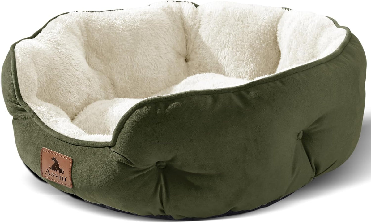 Asvin Small Dog Bed for Small Dogs, Cat Beds for Indoor Cats, Pet Bed for Puppy and Kitty, Extra Soft & Machine Washable with Anti-Slip & Water-Resistant Oxford Bottom, Grey, 20 inches