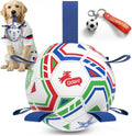 QDAN Dog Balls, 6 Inch Dog Soccer Ball with Straps, Herding Balls for Dogs | Outdoor Dog Toys Balls for 20-40 lb dogs, Puppy Ball to Keep Them Busy, Dog Pool Water Play Toy, Puppy Birthday Gifts