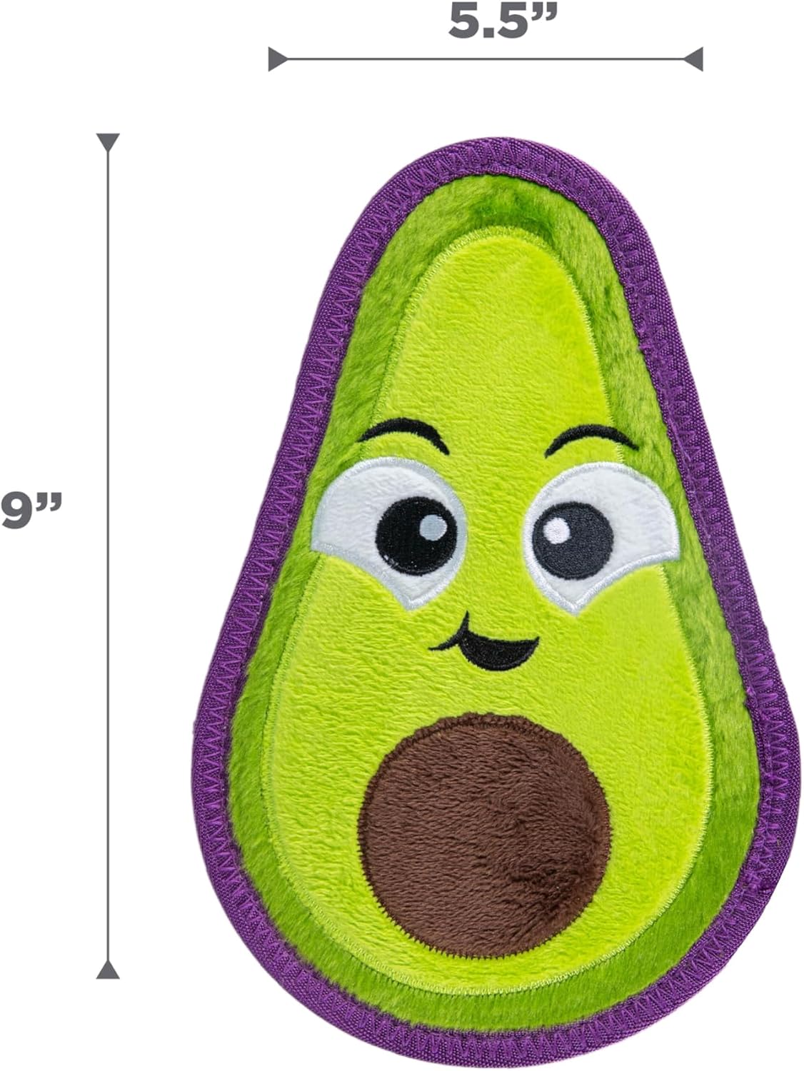 Outward Hound Tough Skinz Durable Chew Plush Squeaky Dog Toy, Avocado, 9" | 4 Tough Layers, Triple Stitched Seams, No Stuffing, Less Mess, Jumbo Squeaker, Fetch & Toss, Tough Chewers, Dogs & Puppies