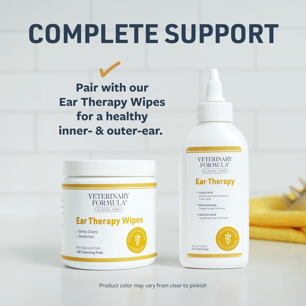 Veterinary Formula Clinical Care Ear Therapy Cleaner for Dogs & Cats, 4 oz | Alcohol-free formula, removes wax, debris and odor-causing buildup