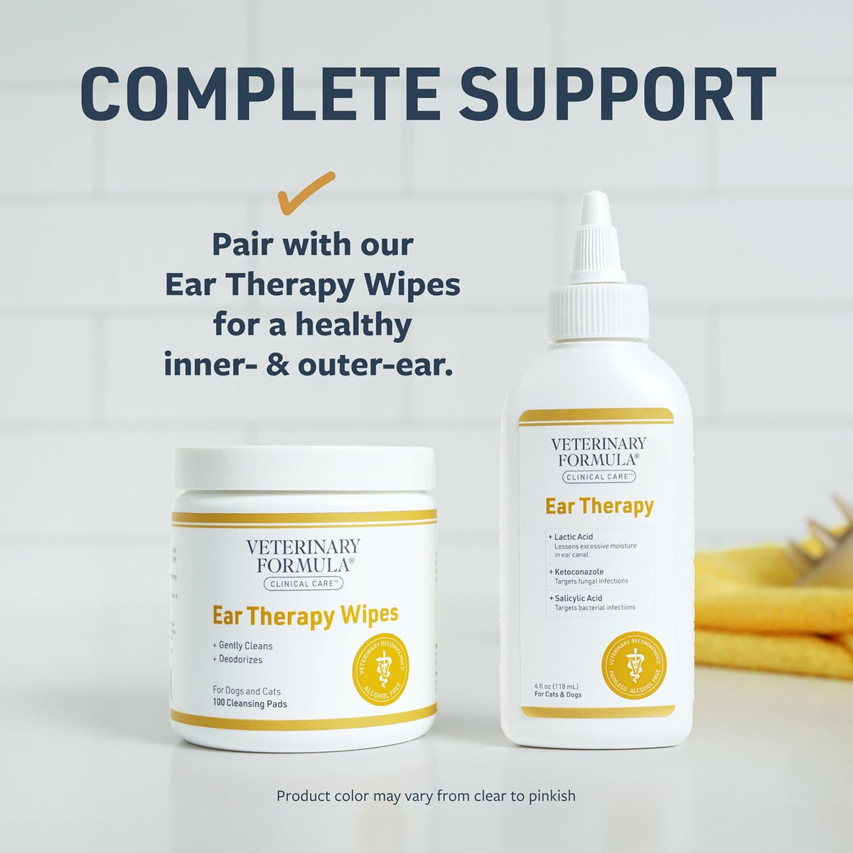 Veterinary Formula Clinical Care Ear Therapy Cleaner for Dogs & Cats, 4 oz | Alcohol-free formula, removes wax, debris and odor-causing buildup