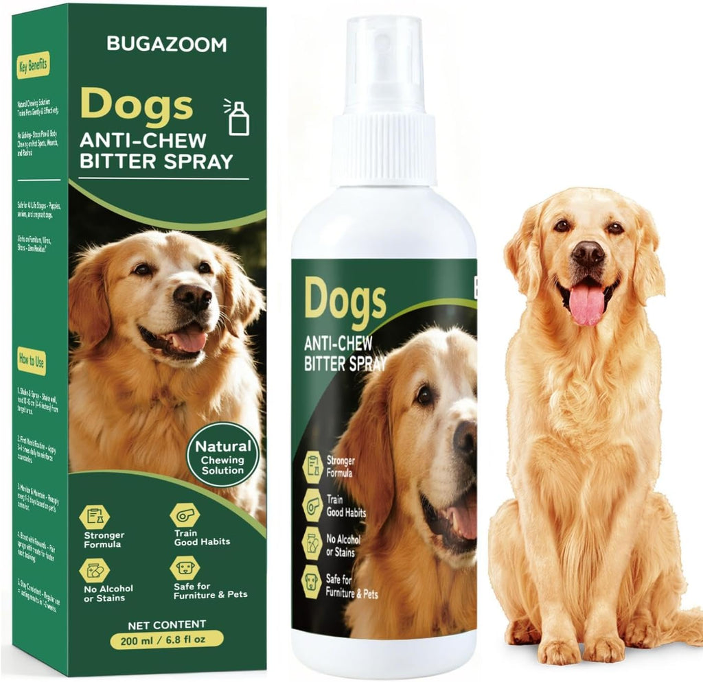 ‌Bitter Dog No Chew Spray, Dog Training Aid for Furniture & Carpet, Puppy Corrector & Behavior Spray for Dogs & Puppies, Bitter Melon Extract, Discourage Peeing, Biting, Chewing & Licking Injuries