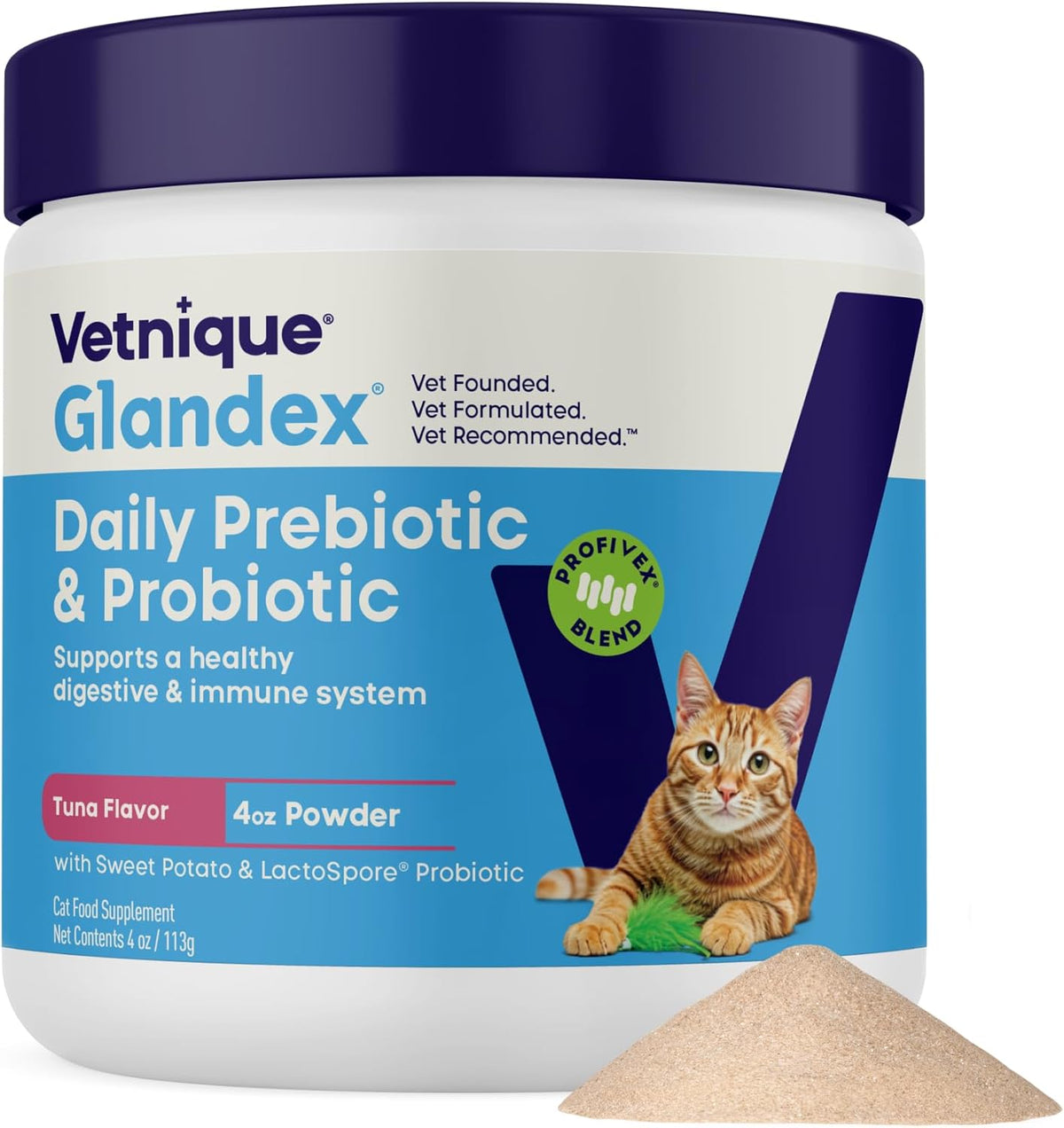 Vetnique Glandex for Cats, Anal Gland Powder & Fiber for Scooting