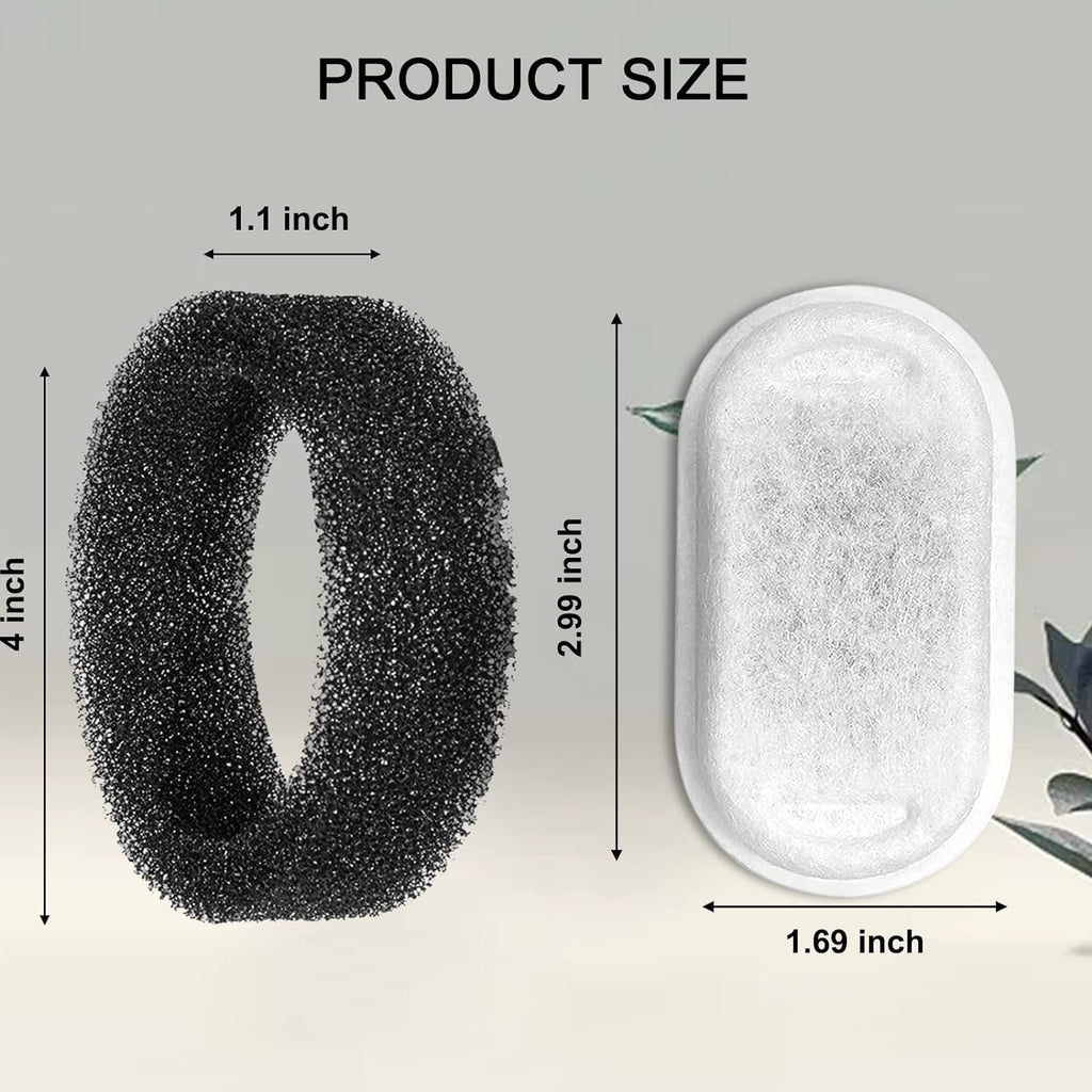 Cat Water Fountain Filters for 108/3.2L& 67oz/2L Stainless Steel Pet Water Dispenser Fountain Filter Replacement with 8 Sponges (8 Filters&8 Sponges)