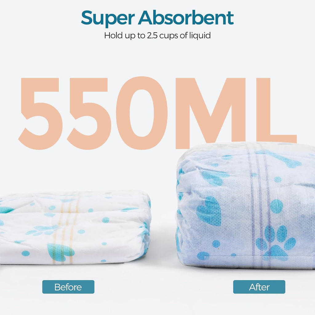 Bestle Male Dog Wrap, Disposable Dog Diapers, 40 Count, S (Waist 16.5”-19.7”), Wetness Indicator, Ultra Protection, Leak Proof, Super Absorbent, Soft