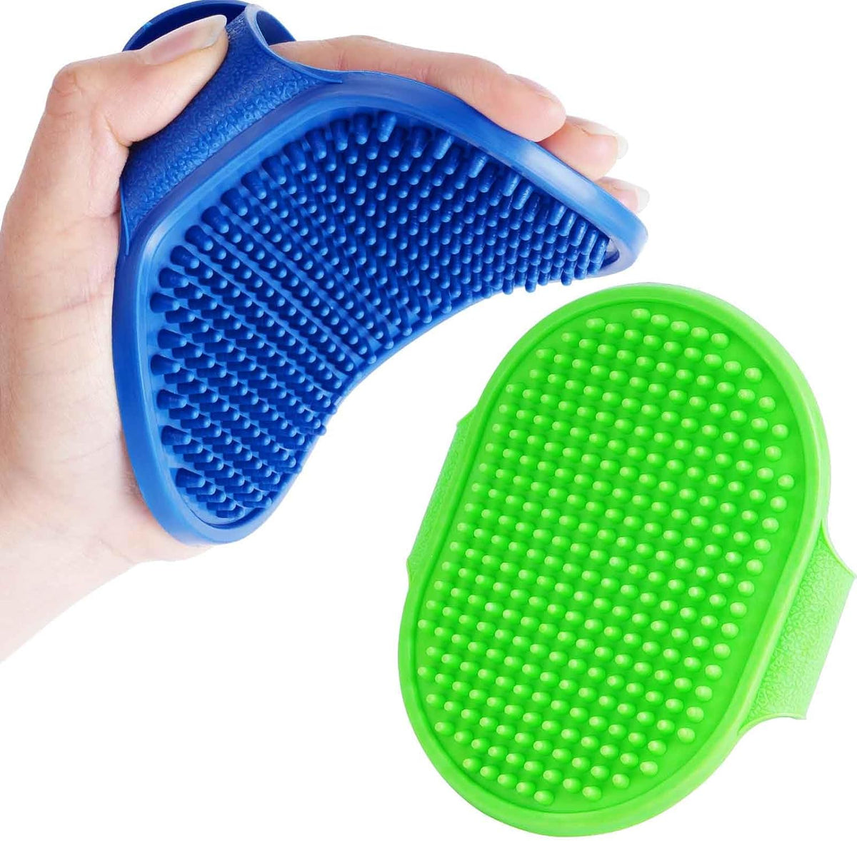 2 Pack Dog Grooming Brush, Premium Soft Silicone Pet Bath Brushes with Adjustable Handle, Shampoo Soothing Comb for Wet Dry Long Short Haired Dogs & Cats Massaging, Deshedding
