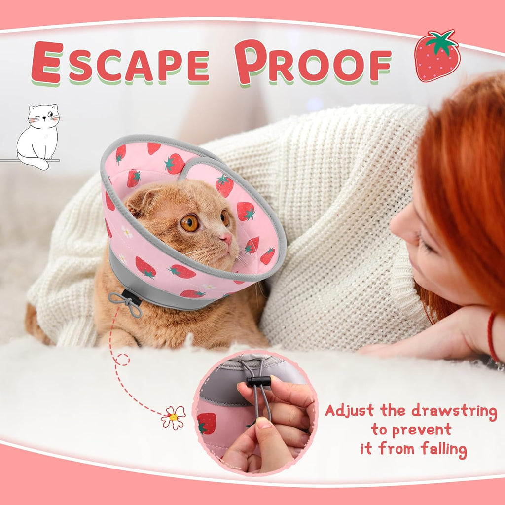 Cat Cone Collar Soft to Stop Licking, Adjustable, Foldable Lightweight Kitten Cones After Surgery Recovery for Cats & Kittens, Cat Cone Alternative, Easy Eating (Pink, S)