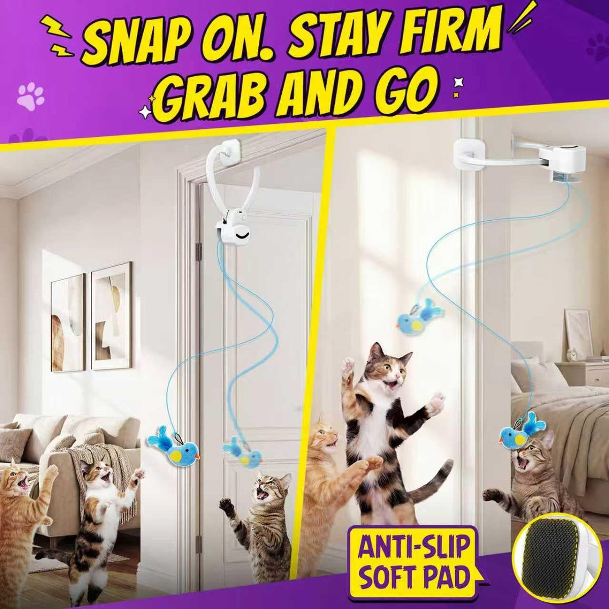 Interactive Cat Toys for Indoor Cats, Clip-On Automatic Flying Bird