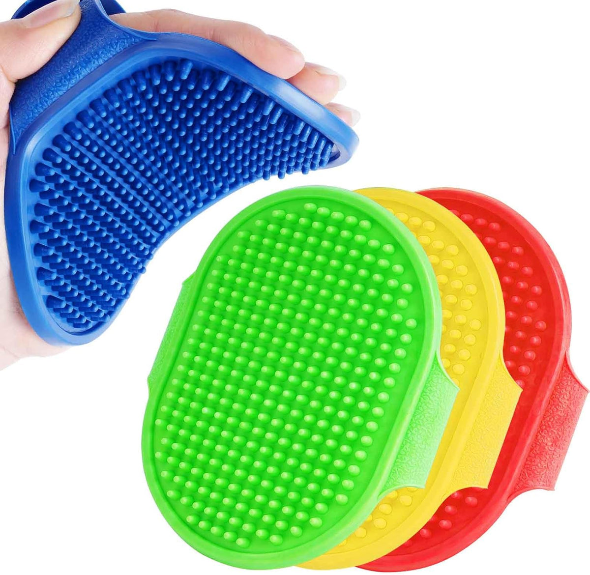 2 Pack Dog Grooming Brush, Premium Soft Silicone Pet Bath Brushes with Adjustable Handle, Shampoo Soothing Comb for Wet Dry Long Short Haired Dogs & Cats Massaging, Deshedding