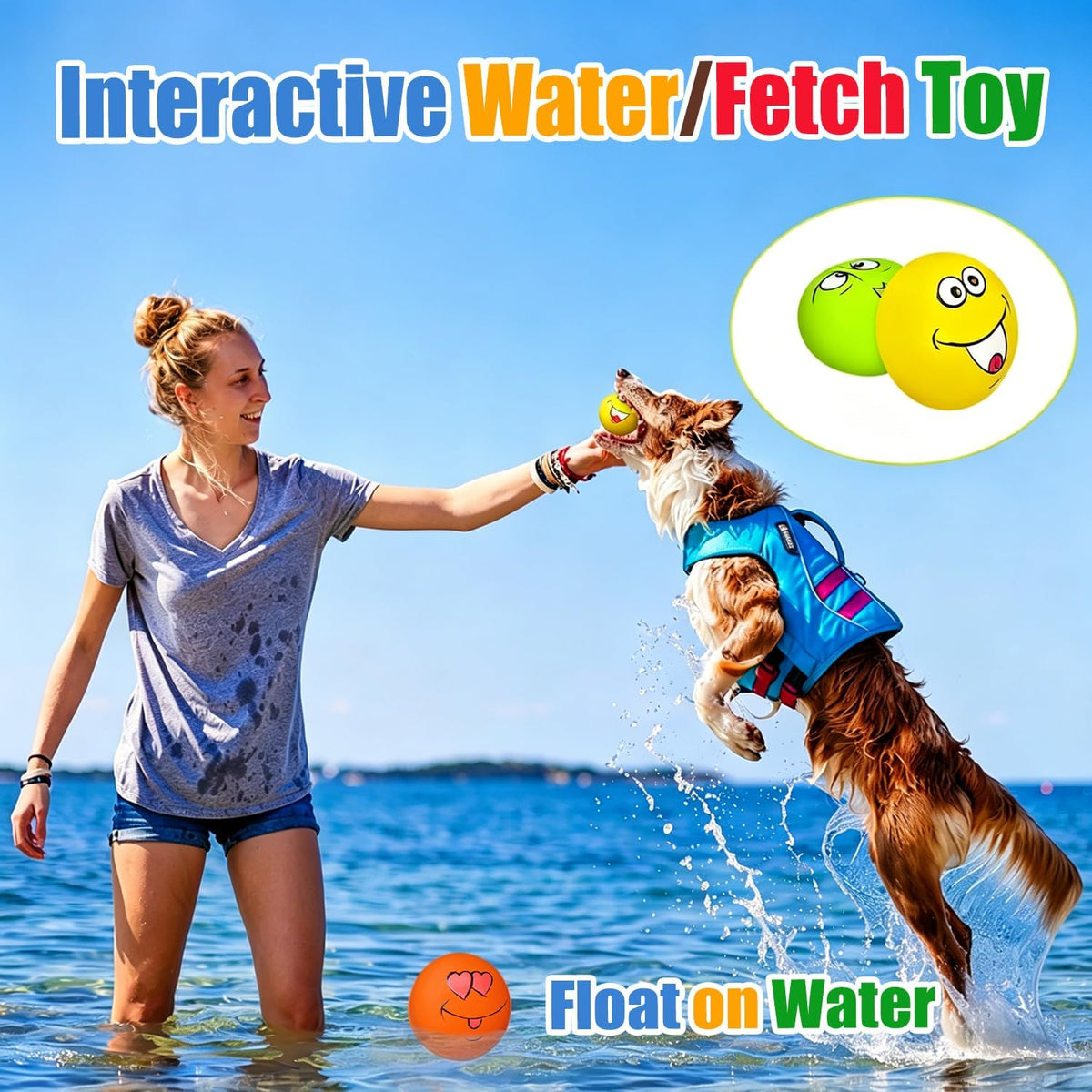 HOLYSTEED Latex Squeaky Dog Toys for Small Dogs, Mini Breed, 2.2" Flat Ball | 2.2"x2.2"x1.3" Flat Squeaky Balls 6pcs, Soft Small Dog Toys Chewing Squeak Toy, Smile Face Fetch Puppy Pet Toy with Squeaker