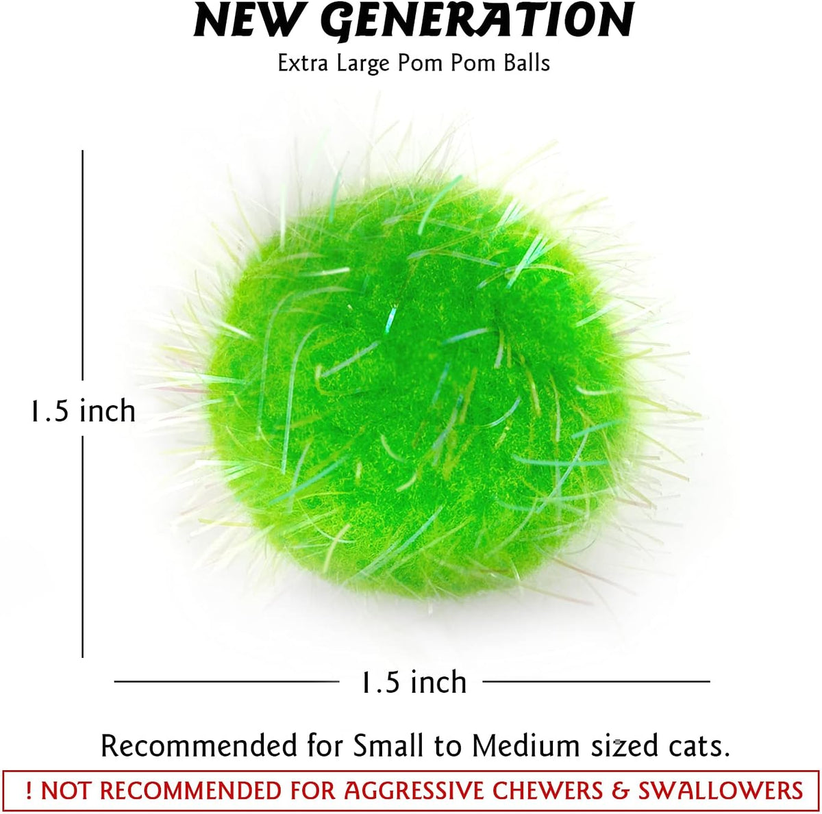 20PCS 1.5INCH Extra Large Cat's Favorite Chase Glitter Ball Toy