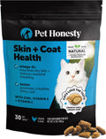 Cat Skin & Coat Supplement Crunchy Creamy Chews - Salmon Oil for Cats Omega 3 Itchy Dry Skin Relief - Feline Shedding Control - Biotin Vitamins for Indoor Cats Shiny Soft Coat (30-Day Supply)
