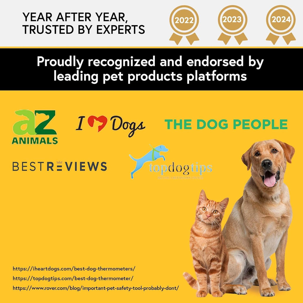 iProven Dog & Cat Thermometer for Fast and Accurate Fever Detection | Comfortable Flexible Tip, Waterproof Pet Thermometer, Quick Readings in 20 sec, Whelping and veterinary supply, DTK-117Y