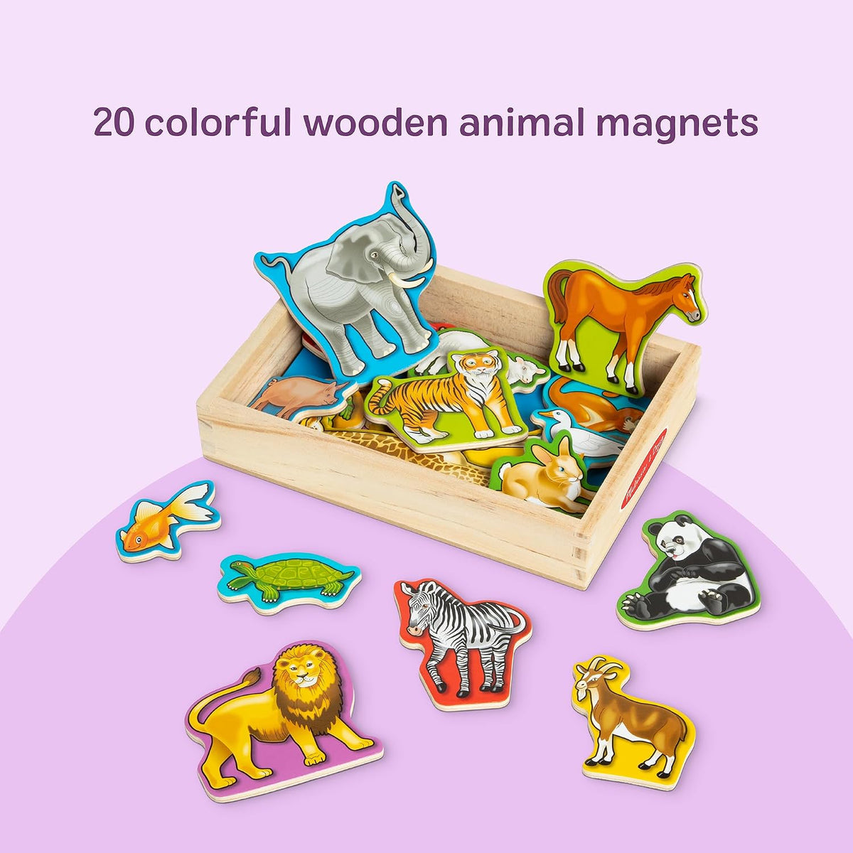 Melissa & Doug Wooden Animal Magnets Set (20 Pieces) – Farm, Zoo & Pet Fridge Magnets in Storage Box – Montessori Preschool Learning Toys for Toddlers & Kids Ages 2+ - FSC-Certified