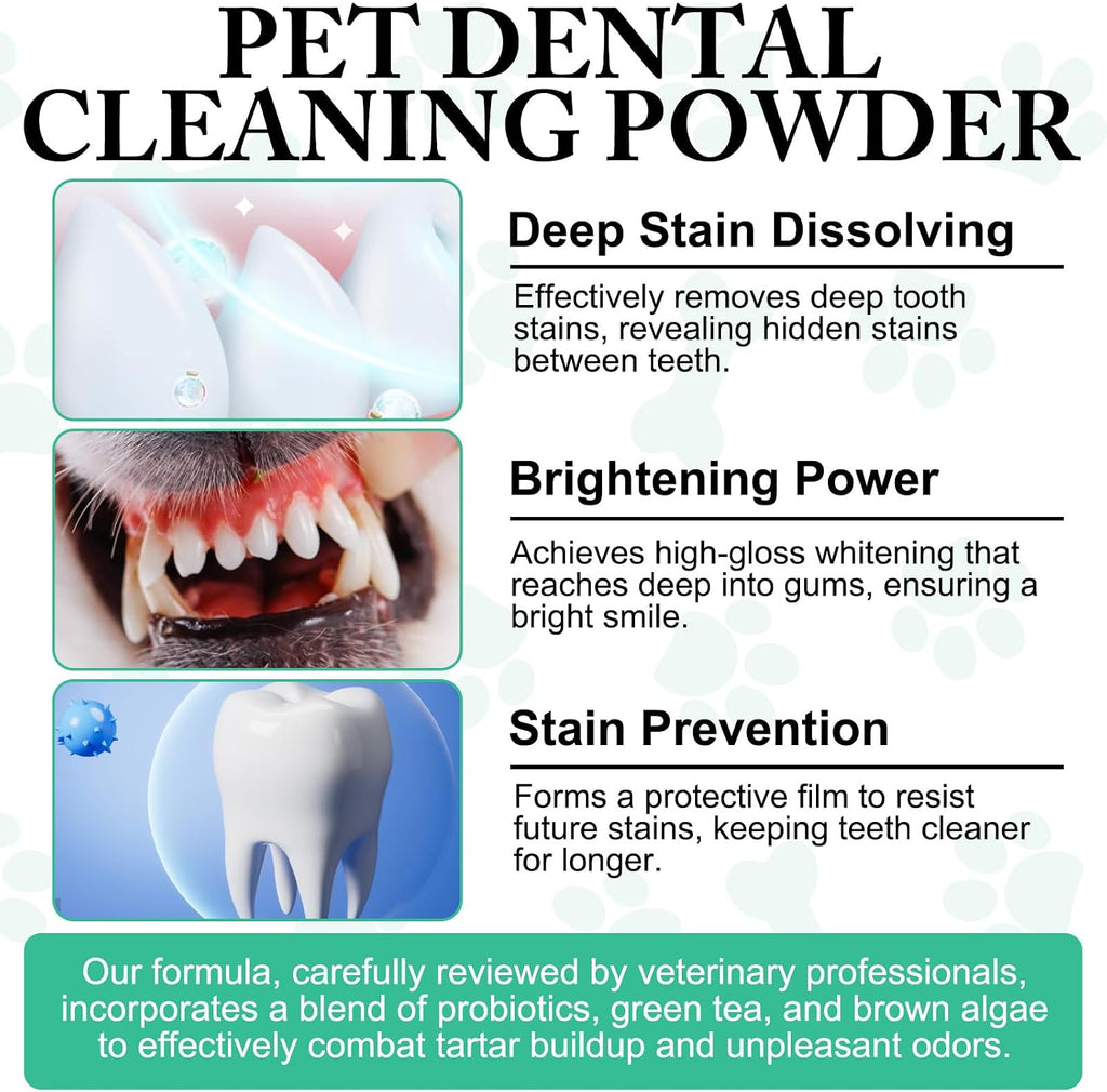 ARMOYA Dog Dental Powder - Teeth Cleaning Powder for Dogs - Dog Dental Care - Plaque & Bad Breath Off P-owder D-og - D-ental Care Supplies for Small - Medium - Large Do-gs