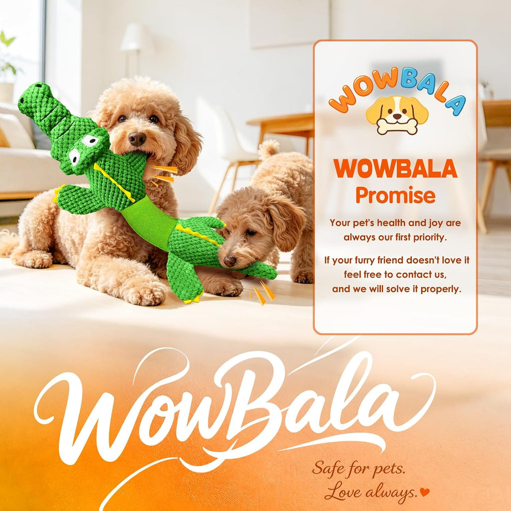 WOWBALA Dog Squeaky Toys Stretchable Crocodile for Interactive Tug of War | 24-31in Plush Chew Toy with Squeaker & Crinkle Paper, Pineapple Cotton, Ideal for Puppy Small Medium Dogs Indoor Outdoor Play